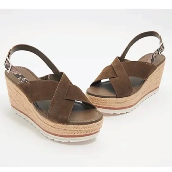 🆕{MARC FISHER} Cross Band Platform Wedge Espadrille - Picture 7 of 9